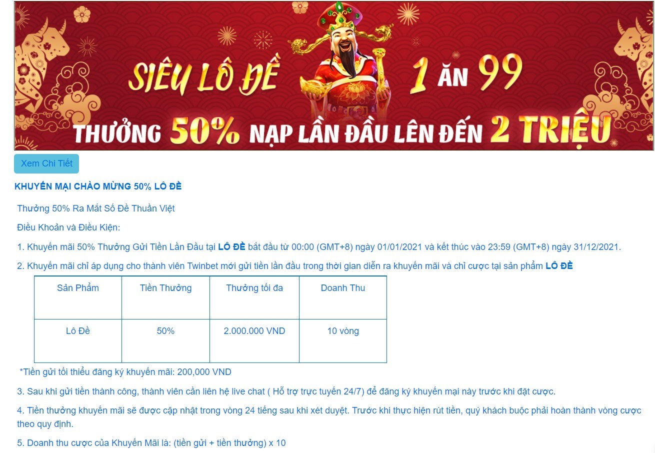 Khuyến mãi cực chất tại Twin188